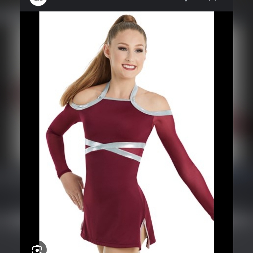 Burgundy/silver Skating or Dance dress XL